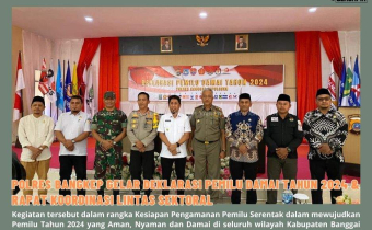 Ketua Bawaslu Kabupaten Banggai Laut Moh. Ihwan, SH  hadiri kegiatan Deklarasi Pemilu Damai Pemilu Serentak Tahun 2024 dan Rapat Koordinasi Lintas Sektoral Operasi Mantap Brata 2023 -2024